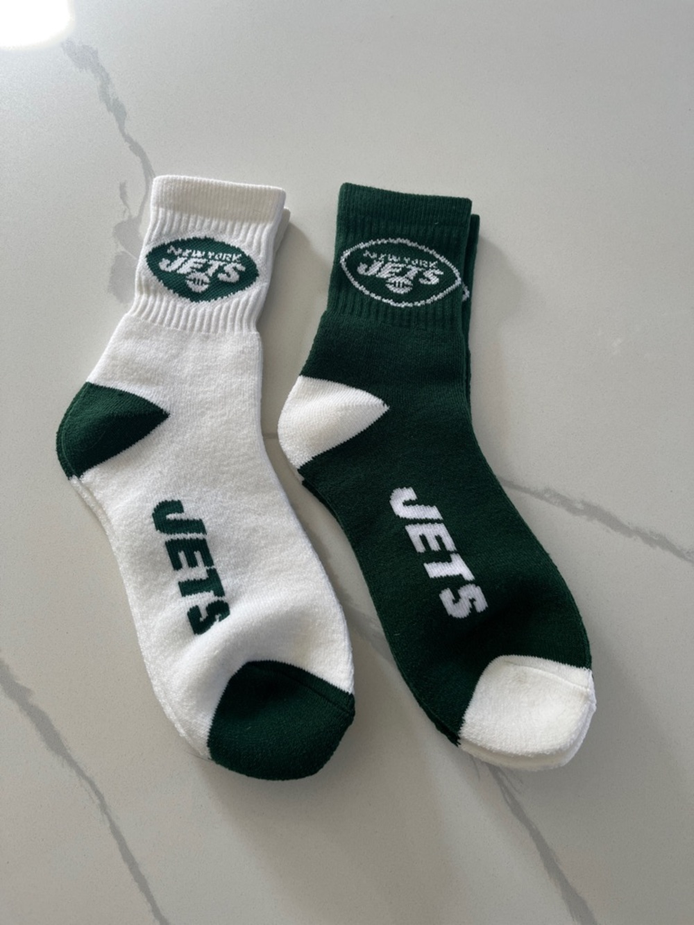 Men’s Athletic Crew Socks - White & Green Team Logo